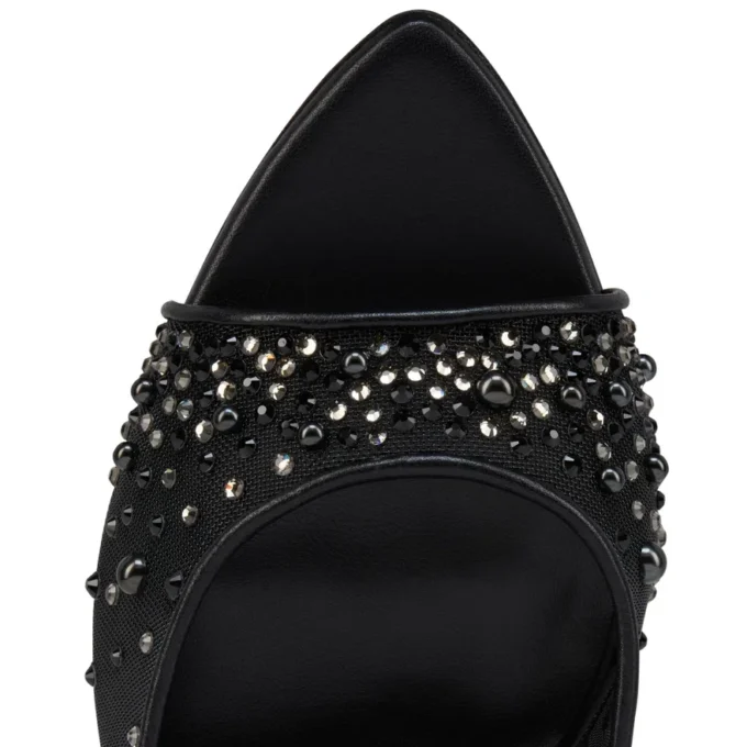 Miss Z Mule Degrasstrass Perla – 100 Mm Mules – Mesh, Nappa Leather and Pearls – Black – Women