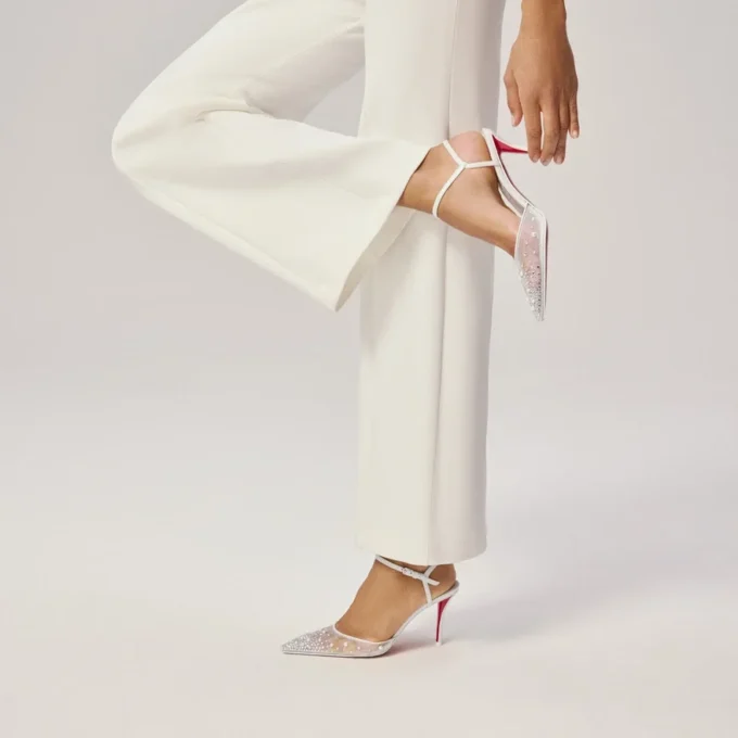 Miss Z Riviera Strass – 80 Mm Strappy Pumps – Mesh, Nappa Leather and Pearls – Bianco – Women