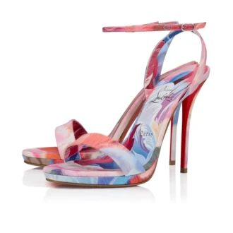 Miss Z Sandal Queen – 120 Mm Strappy Sandals – Peonies Printed China Fabric – Multicolor – Women