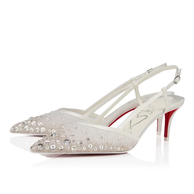 Miss Z Sling Sparkling – 60 Mm Slingback Pumps – Mesh and Strass – Version Ivory – Women