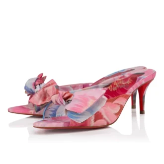 Mulazee – 60 Mm Mules – Peonies Printed China Fabric – Multicolor – Women