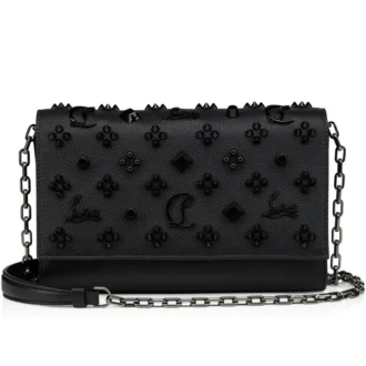 Paloma – Clutch – Grained Calf Leather and Spikes Loubinthesky – Black