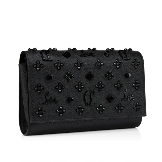 Paloma – Clutch – Grained Calf Leather and Spikes Loubinthesky – Black