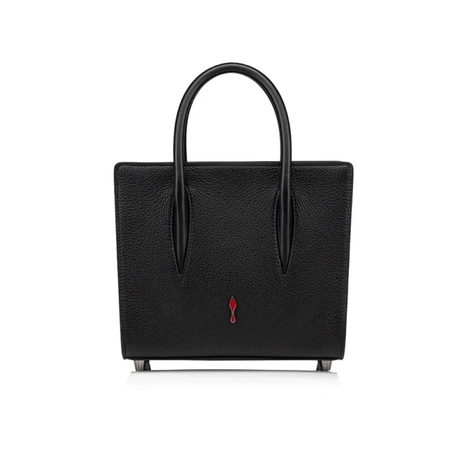 Paloma Mini – Top Handle Bag – Grained Calf Leather and Spikes Loubinthesky – Black