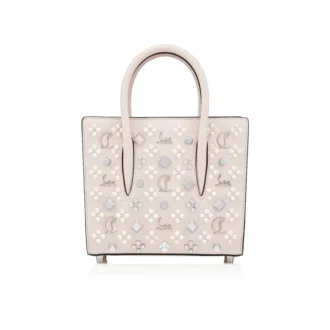 Paloma Mini – Top Handle Bag – Grained Calf Leather and Spikes Loubinthesky – Leche