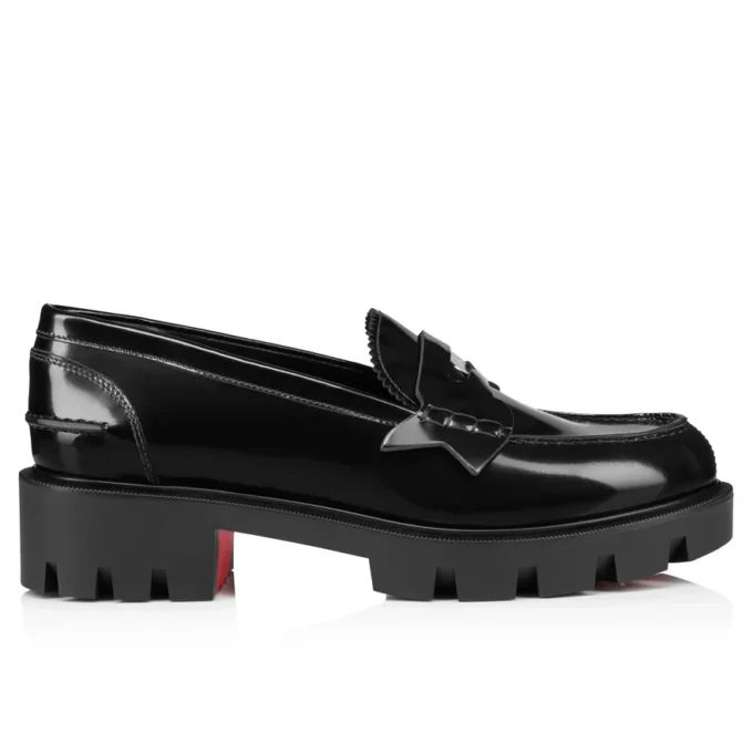 Penny Lug – Loafers – Abrasivato Calf Leather – Black – Women