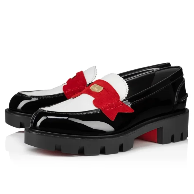 Penny Lug – Loafers – Calf Leather and Patent Leather – Multicolor – Women
