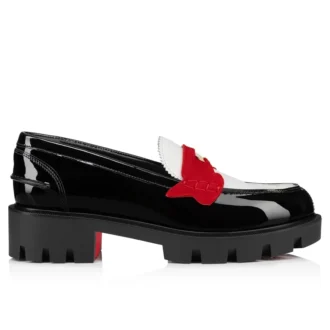 Penny Lug – Loafers – Calf Leather and Patent Leather – Multicolor – Women