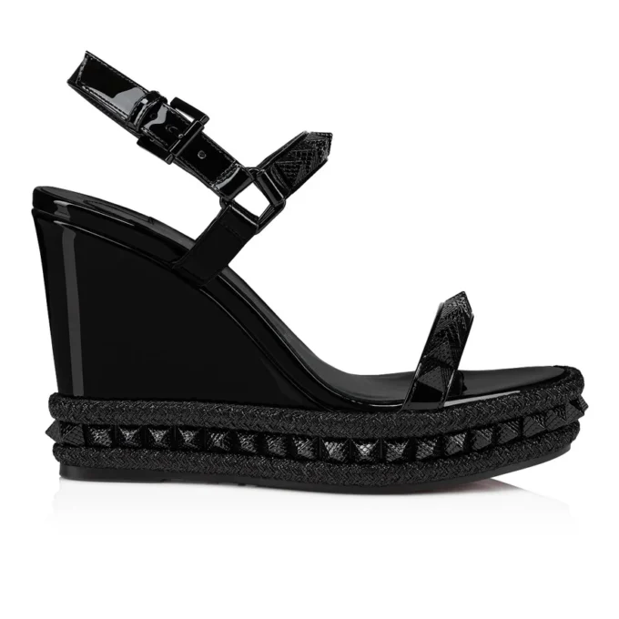 Pyraclou – 110 Mm Espadrilles – Patent Calf Leather – Black – Women Pyraclou – 110 Mm Espadrilles – Patent Calf Leather – Black – Women