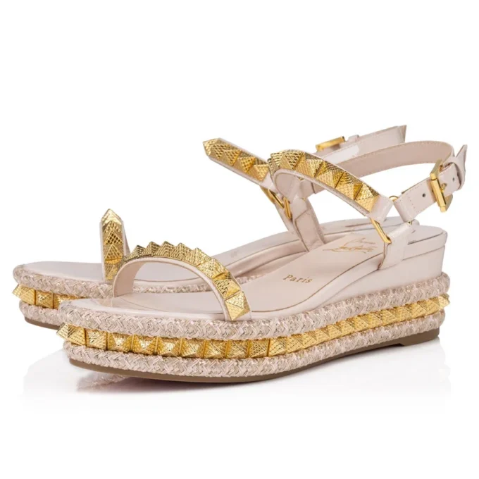 Pyraclou – 60 Mm Espadrilles – Patent Calf Leather – Leche – Women