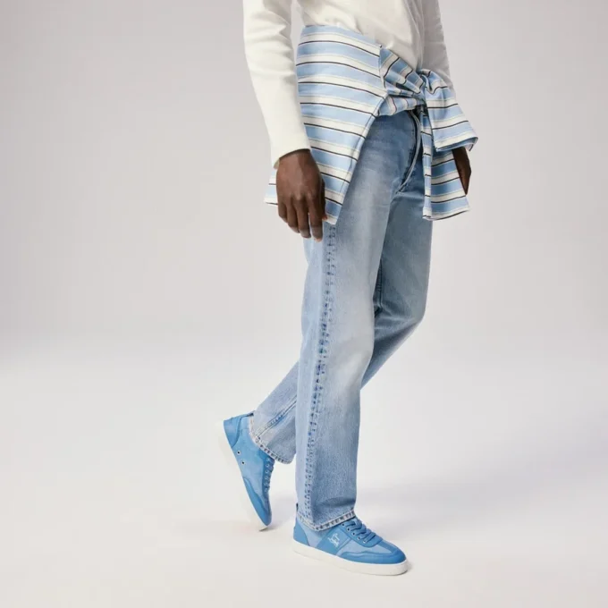 Retero – Sneakers – Calf Leather and Canvas – Ceruleo – Men