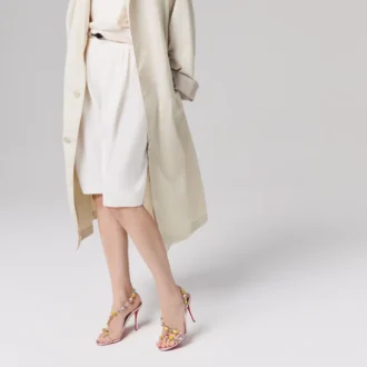 Rosa Z Jewel – 100 Mm Sandals – Tpu, Strass and Laminated Calf Leather – Leche – Women