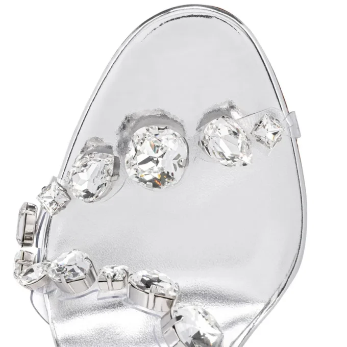 Rosalie Jewel – 100 Mm Sandals – Tpu and Laminated Calf Leather – Crystal – Women