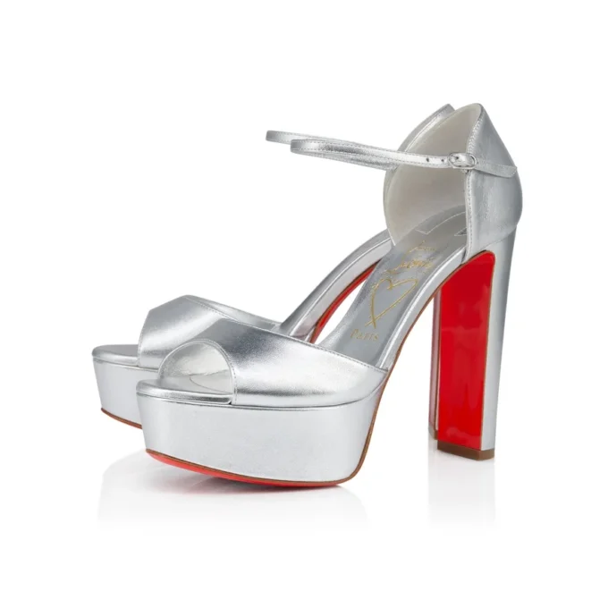 Sandaloo – 130 Mm Strappy Sandals – Laminated Nappa Leather – Silver – Women