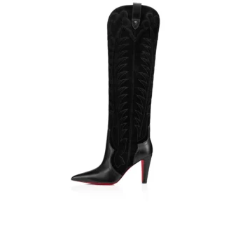 Santia Botta – 85 Mm Boots – Calf Leather and Veau Velours – Black