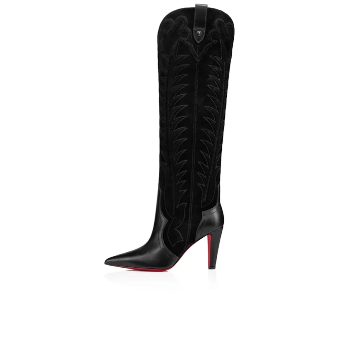 Santia Botta – 85 Mm Boots – Calf Leather and Veau Velours – Black