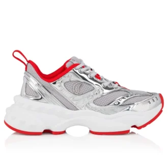 So Flo – Running Sneakers – Laminated Calf Leather – Silver – Women