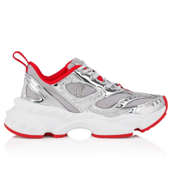 So Flo – Running Sneakers – Laminated Calf Leather – Silver – Women