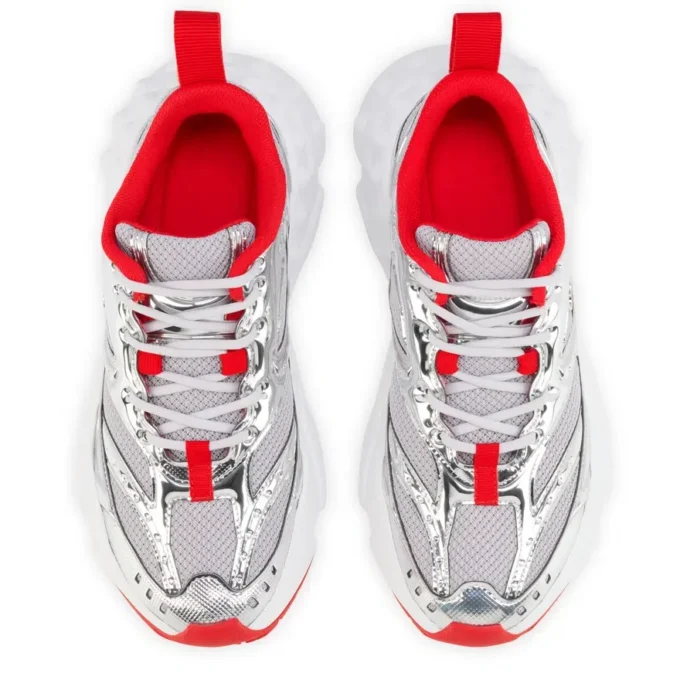 So Flo – Running Sneakers – Laminated Calf Leather – Silver – Women