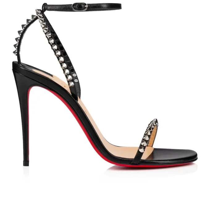 So Me – 100 Mm Strappy Sandals – Kid Leather and Spikes – Black – Women
