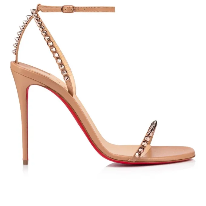 So Me – 100 Mm Strappy Sandals – Kid Leather and Spikes – Blush – Women