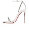 So Me – 100 Mm Strappy Sandals – Patent Calf Leather and Spikes – Bianco – Women