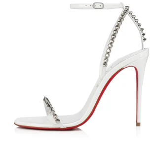 So Me – 100 Mm Strappy Sandals – Patent Calf Leather and Spikes – Bianco – Women