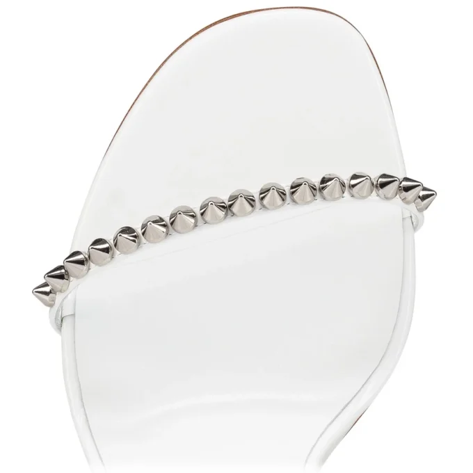 So Me – 100 Mm Strappy Sandals – Patent Calf Leather and Spikes – Bianco – Women