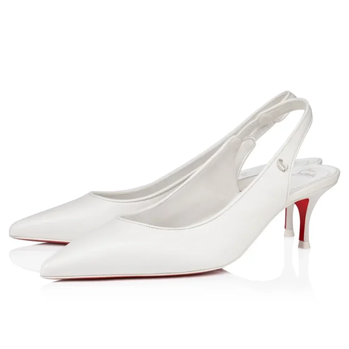 Sporty Kate Sling – 55 Mm Slingback Pumps – Lamb Nappa Leather – Bianco – Women