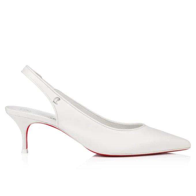 Sporty Kate Sling – 55 Mm Slingback Pumps – Lamb Nappa Leather – Bianco – Women