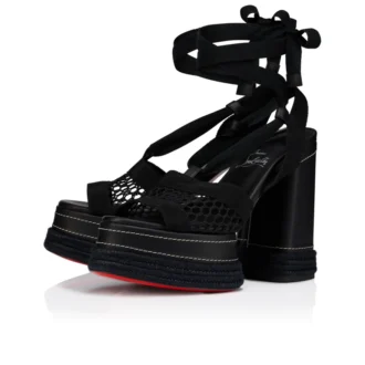 Toledissima – 130 Mm Espadrilles – Mesh and Waxed Calf Leather – Black – Women