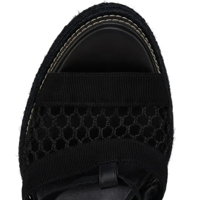 Toledissima – 130 Mm Espadrilles – Mesh and Waxed Calf Leather – Black – Women